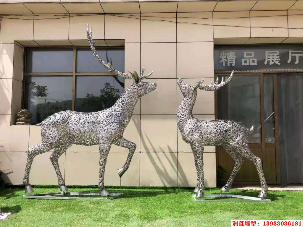 不锈钢镂空动物鹿雕塑4