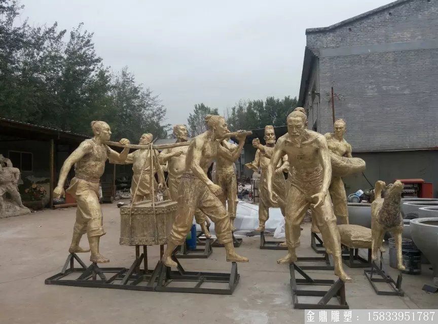 丰收人物铜雕塑,秋收季节人物铜雕塑2
