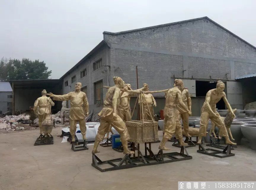 丰收人物铜雕塑,秋收季节人物铜雕塑1