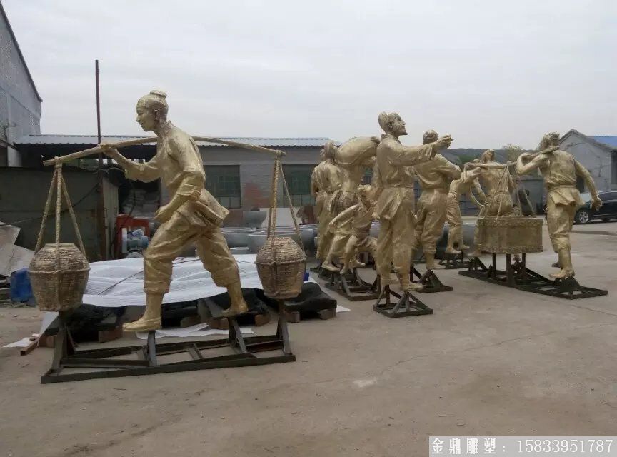 丰收人物铜雕塑,秋收季节人物铜雕塑3
